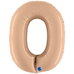 G Шар (40''/102 см) Цифра 0, Бежевый, Сатин, 1 шт. в уп.