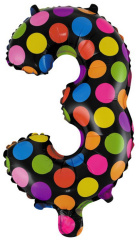 Шар (16''/41 см) Цифра 3, Супер Яркий, 1 шт.